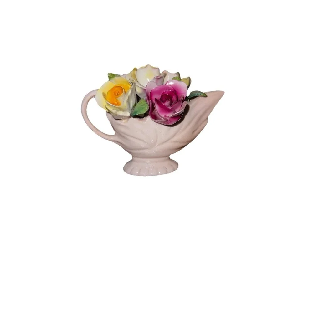 Vintage Thorley Staffordshire English Bone China Rose Floral Figurine‎ Vase EUC